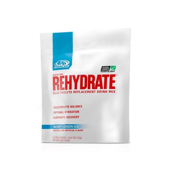 AdvoCare Rehydrate Berry Lemon Ice Single-Serving 14-Pouches 0.42 oz