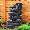 Biling 5-Tier Cascading Rock Outdoor Water Fountain with LED Lights