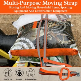 MULTUS Orange Reflective Cambuckle + Handle Moving Cargo Car Truck Tie Down Strap for Hunting Trailer Camping Canoe Kayak Lawn Equipment Gear – 9 Foot Polyester Strap