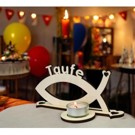 Waluna® Fish Christening Fish with Name Table Decoration Ideal as Christening Decoration Communion for Christening Decoration Gift for Confirmation for Girls and Boys Wooden Fish