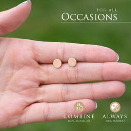 Bungsa© Round Brushed Round Earrings with Brushed Surface Stainless Steel Stud Earrings in Silver or Rose Gold 7 mm – Ear Jewellery for Men and Women – 1 Pair Round Stud Earrings, Stainless Steel, Rose-Gold