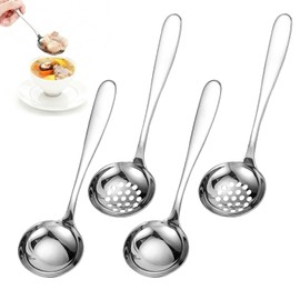 4Pcs Ladle Stainless Steel Spoon Kitchen Slotted Spoons and Soup Ladle Set