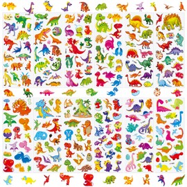 36 Sheets Dinosaur Stickers for Kids - 3D Puffy Stickers Prehistoric Theme | T-Rex, Stegosaurus, Volcano | Reusable, Waterproof | Crafts, Scrapbooking, Party Favors