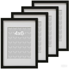 Zemiu Picture Frame 10 x 15 Set of 4 (Black), Frame for 10 x 15 cm (6 x 4 Inch) Picture, with Improved Swivel Clips on the Back, with Plexiglas. Environmentally Friendly Material