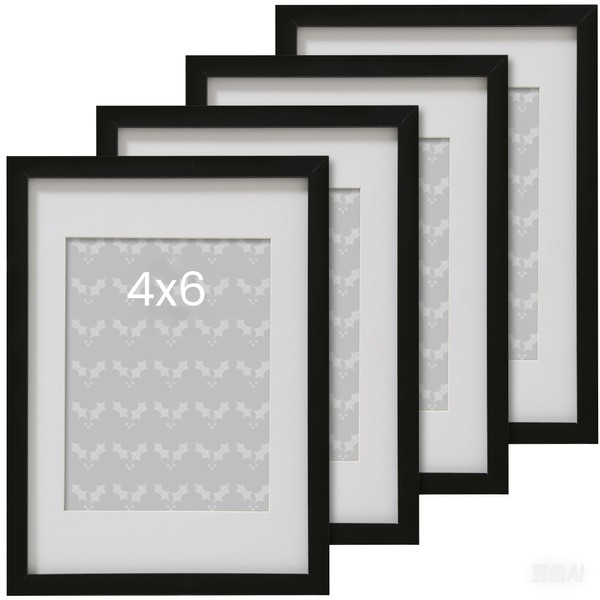 Zemiu Picture Frame 10 x 15 Set of 4 (Black),