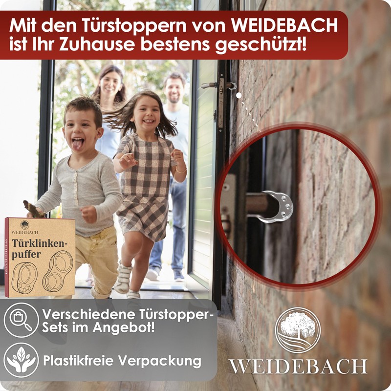 WEIDEBACH® Robust Door Stopper for Any Door Handle, 2 x