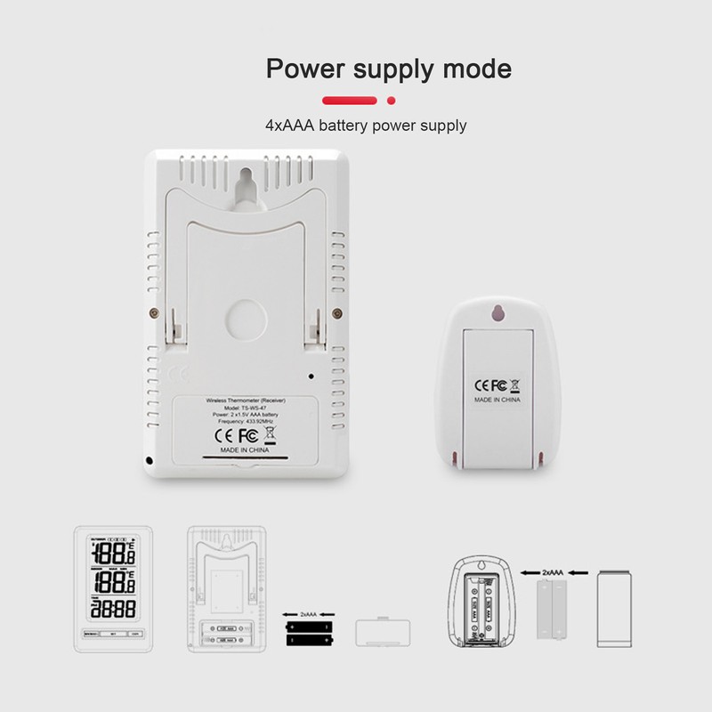 Wireless Electronic Thermometer Indoor Outdoor Home Digital Weather Station Clock