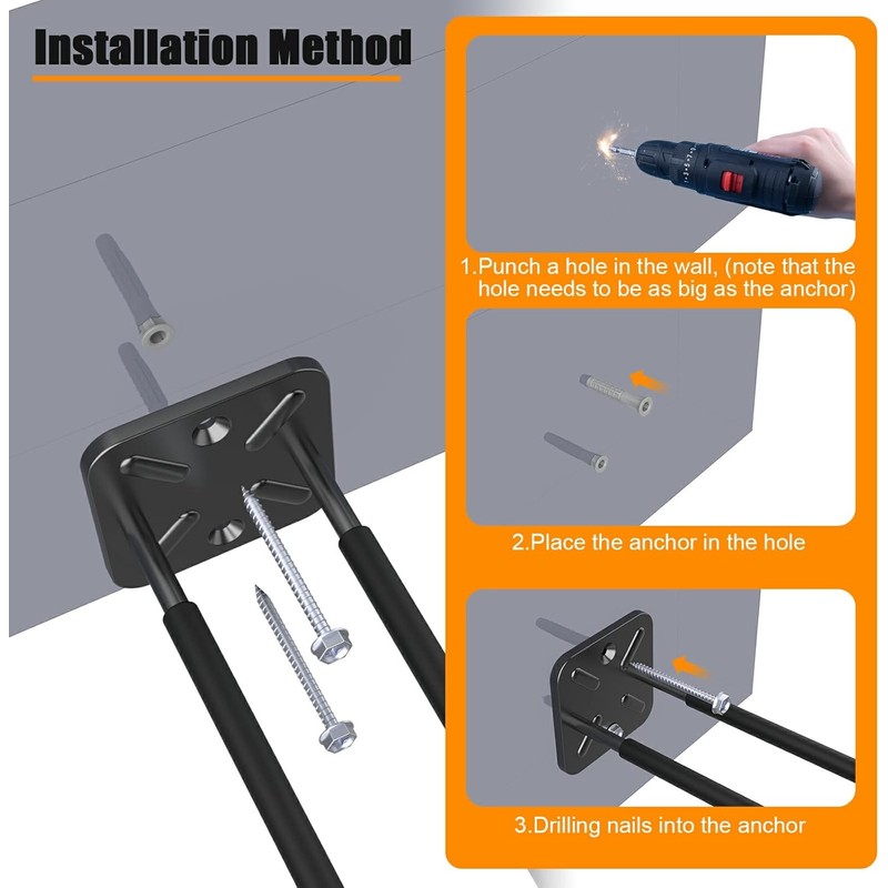 Garage Hooks, Heavy Duty Garage Hooks -12.4 Inch Wall Mount