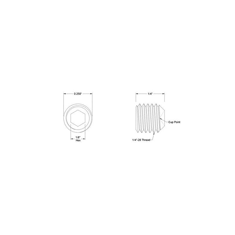 Primeonly27 1/4-28 x 1/4 Inch Hex Drive Cup Point Grade