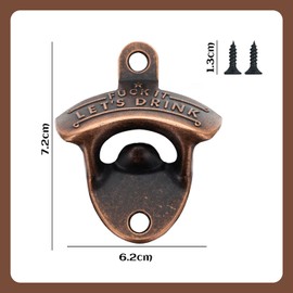 JTMKYO 1 Piece Wall-Mounted Bottle Opener, With 2 Piece Screws, Retro Metal Bottle Opening Tool, Creative Bottle Opener, Convenient Bottle Cap Opener.
