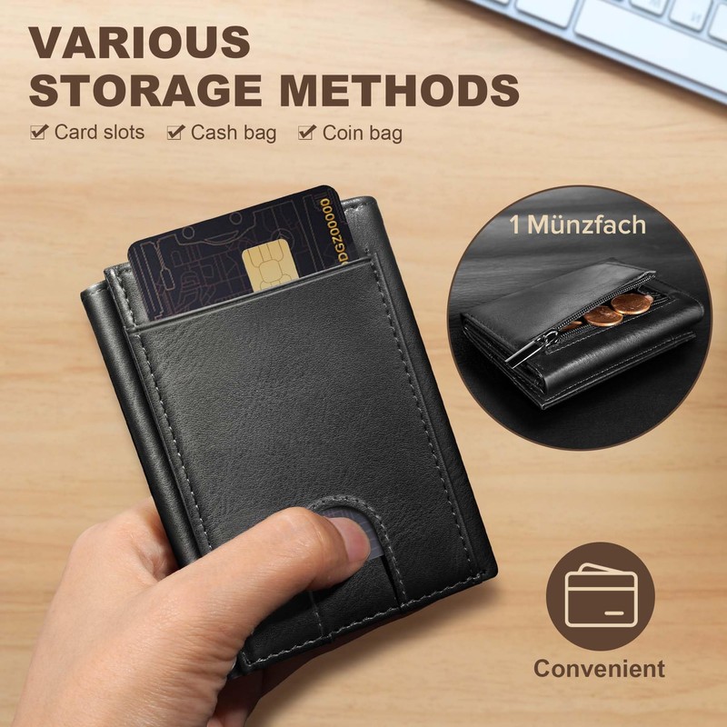 DOMIPHIE Men's Wallet, Trifold Black, Modern