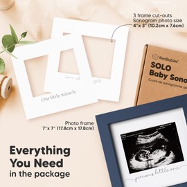 Baby Sonogram Picture Frame - Modern Ultrasound Frame for Mom to Be - Pregnancy Announcement Sonogram Photo Frames - Gender Reveal for Expecting Parents - First Time Dad Gifts (Midnight Blue)