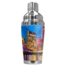 Mugzie 16 Ounce Stainless Steel Cocktail Shaker with Insulated Wetsuit Cover - Boston At Night