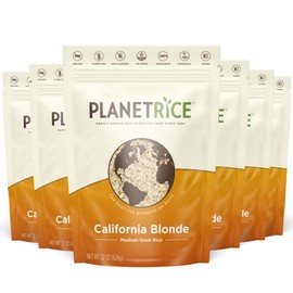 Planet Rice Bulk Sprouted Blonde Rice Bulk - Great for Bulk Cooking - Gaba, Gluten-Free, Vegan, Paleo, with 64% more Fiber - Soft and Chewy Texture - 22 Ounce (Pack of 6)