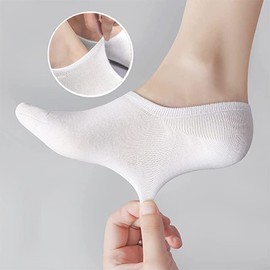 Calcetines Invisibles para Mujer, Calcetas Cortos Bajos de Algodón para Hombre y Mujer, Calcetines Deportivos Tobilleros para Loafer y Zapatillas con Antideslizantes - Blancos