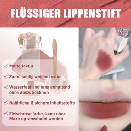 EONFAVE Flüssiger Lippenstift, Ice Matte Lipstick, Samtige Cremige Textur Lipgloss 24 Stunden Halt, Wasserdicht Langlebig, Nicht Verblassend, Leicht Aufzutragen, Verleiht den Lippen Farbe