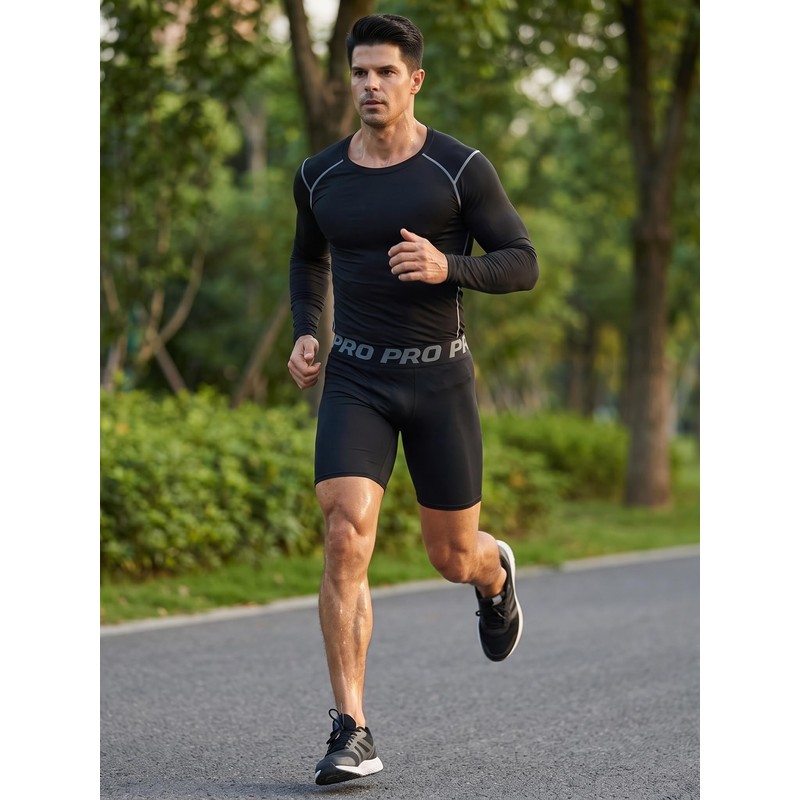 LANBAOSI 3 Pezzi Pantaloncini Compressione Uomo Pantaloncini Boxer Sportivi per