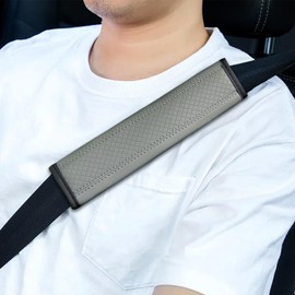 RGOAANC Car Seat Belt Cover, Seat Belt Pads, Soft Shoulder Strap Covers Harness Pads, Leather Seatbelt Covers Protect Shoulder and Neck Car Accessories Interior Universal for Auto Truck SUV (Gray)