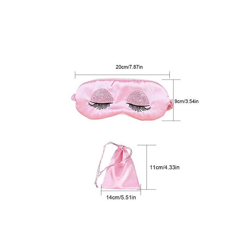EleCharm Sweet Girl's Satin Eye Mask Long Eyelash Embroidered Eye