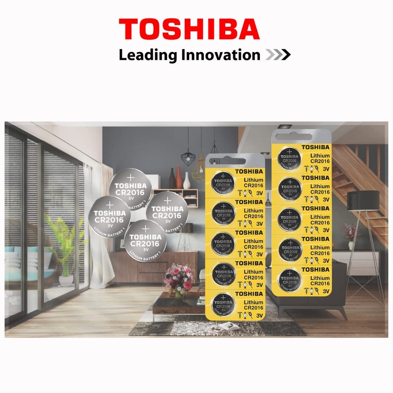 Toshiba CR2016 3 Volt Lithium Coin Battery (5 Batteries)