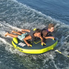 ZUP Zone Buster 2-Person Towable Heavy Duty Deck Tube for Boating with Stabilizer Fins, Quick-Connect Tow Hook & Full Nylon Cover, 64" x 60"