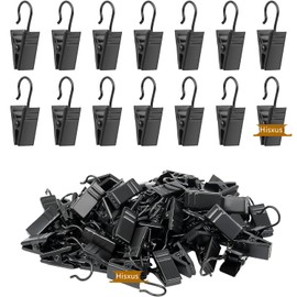 Curtain Clips Hooks, 100 Pack Stainless Iron Drapery Hooks Clips for Hanging Party String Lights Christmas Courtyards Decoration, Art Craft Display, Gutter Tent Camper Awning Hangers (Black)