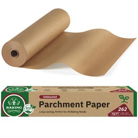 Unbleached 15in x 210ft Parchment Paper Roll for Baking- 262 Sq.Ft with Built-in Metal Cutter, Non-Stick & 450°F Safe for Baking,Cooking, Air Fryer, Grilling, Meal Prep