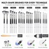 JYN‑ANREN 24Pcs Paint Brush Set, Professional 9 Shapes: Wide Flat,