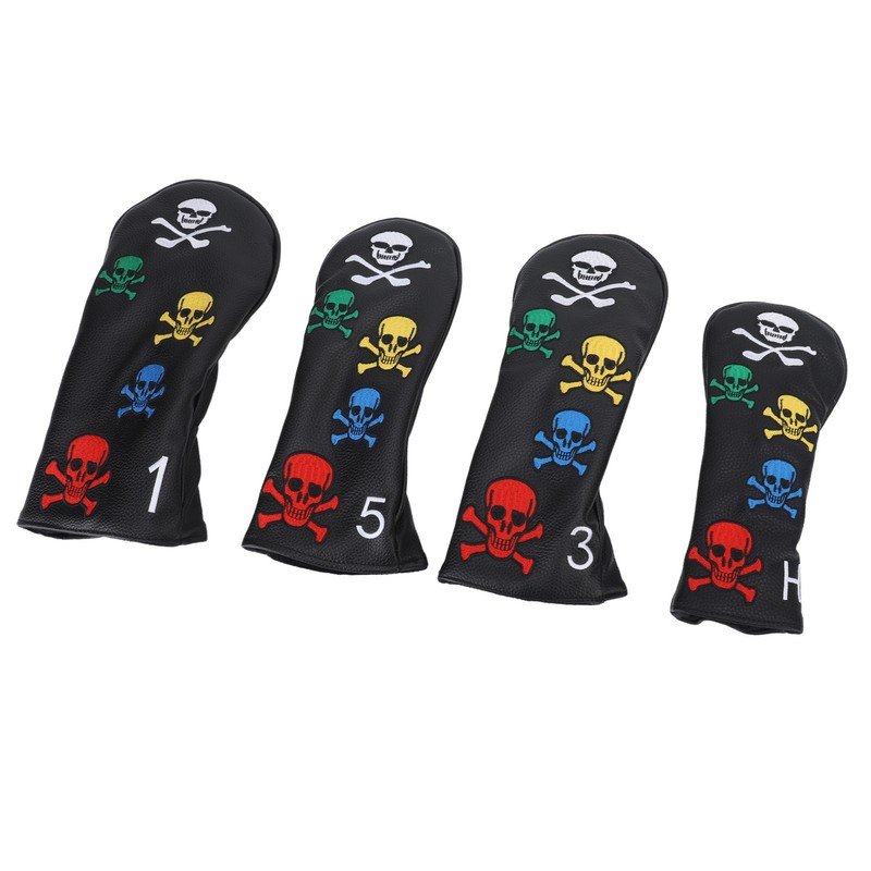 4Pcs Skull Golf Club Head Covers Golf Club Headcovers Colorful
