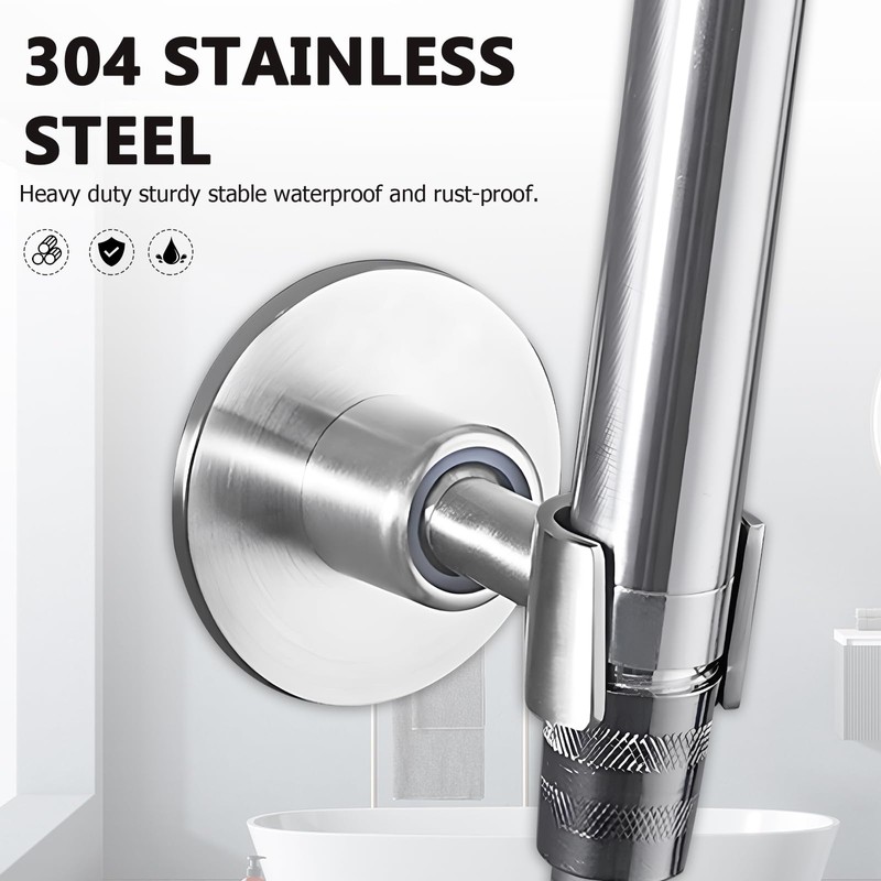 BokWin Stainless Steel Shower Head Holder, 360° Adjustable Handheld Bathroom