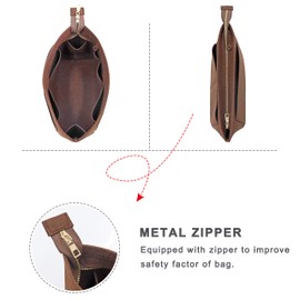 Soyizom Felt Handbag Organiser Purse Organiser Felt Insert Bag Organiser Multi Pockets Shopping Bag in Bag for Women (Medium, Coffee)