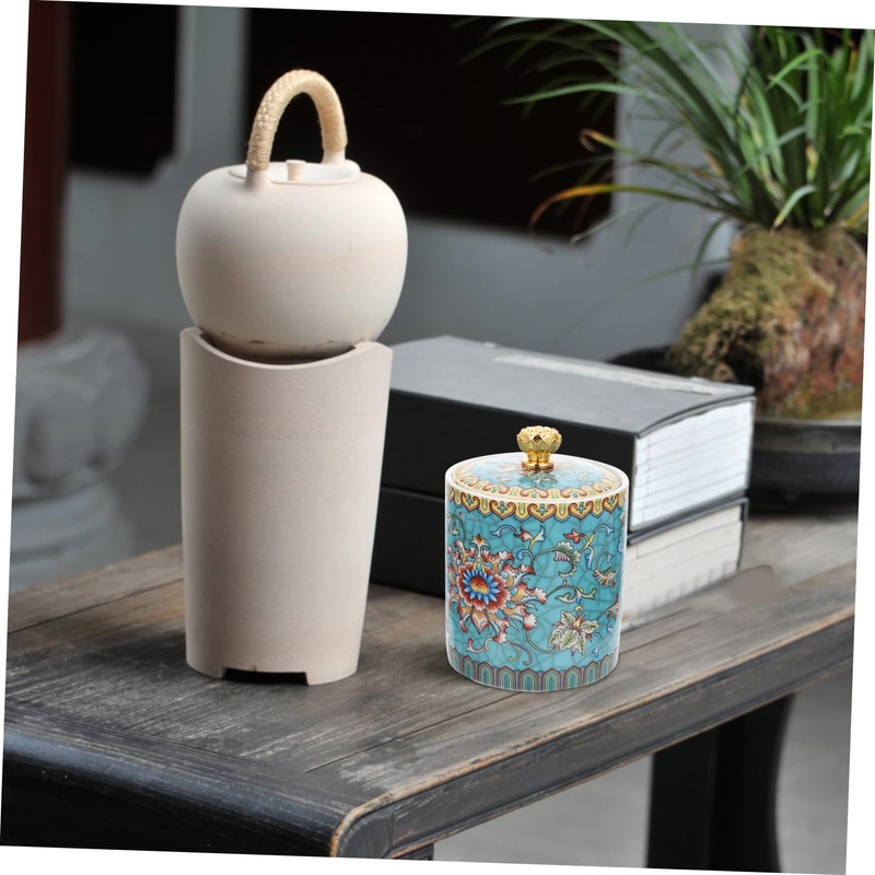 Mikinona Matcha Container Chinese Tea Ceramic Tea Storage Sealing Lid
