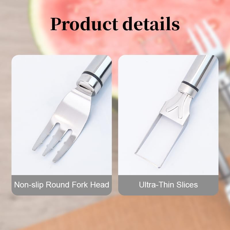 D-buy 4 Pcs 2-in-1 Stainless Steel Fruit Cutter Watermelon Cutter,