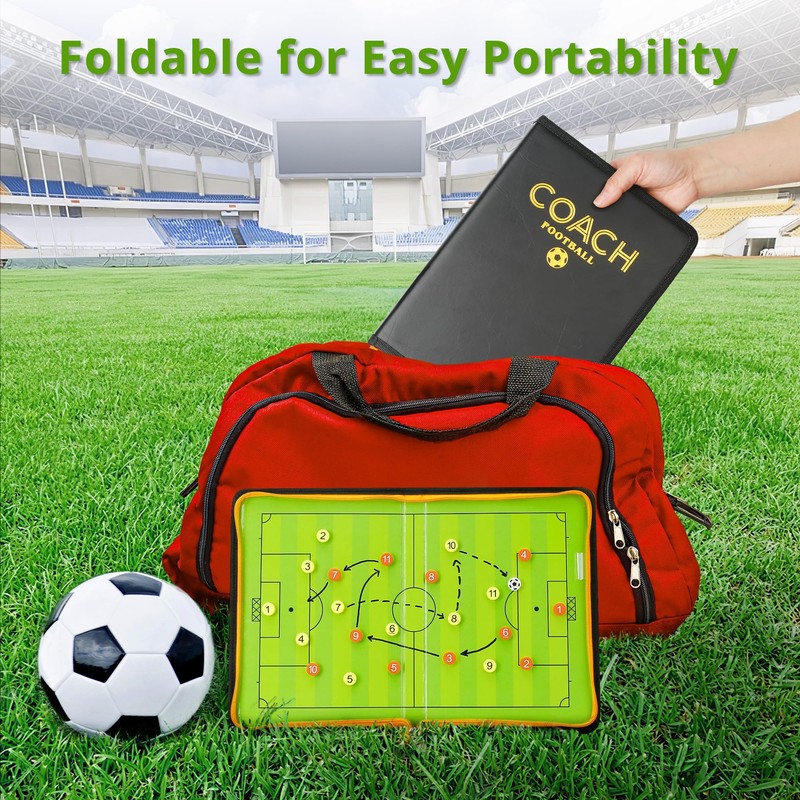 Football Tactics Board Portable Football Coaching Marker Board with Magnets,