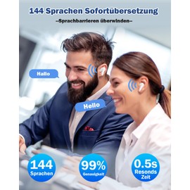 Wooask M6 Ai Headphones Translator, 144 Online & 11 Offline Languages Translator, Real Time, 3-in-1 Smart Bluetooth Translator Headphones, Ideal for Travel, Business Learning (White, Offline Version)