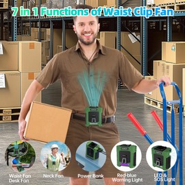 All-New 2025 Version Waist Fan - Portable Belt Clip Fan with 10000mAh Battery, 35H Runtime, 6 Speeds, 59ft/s Strong Wind with LED SOS Light, 18500RPM for Jobsite, Farming, Fishing, and Travel