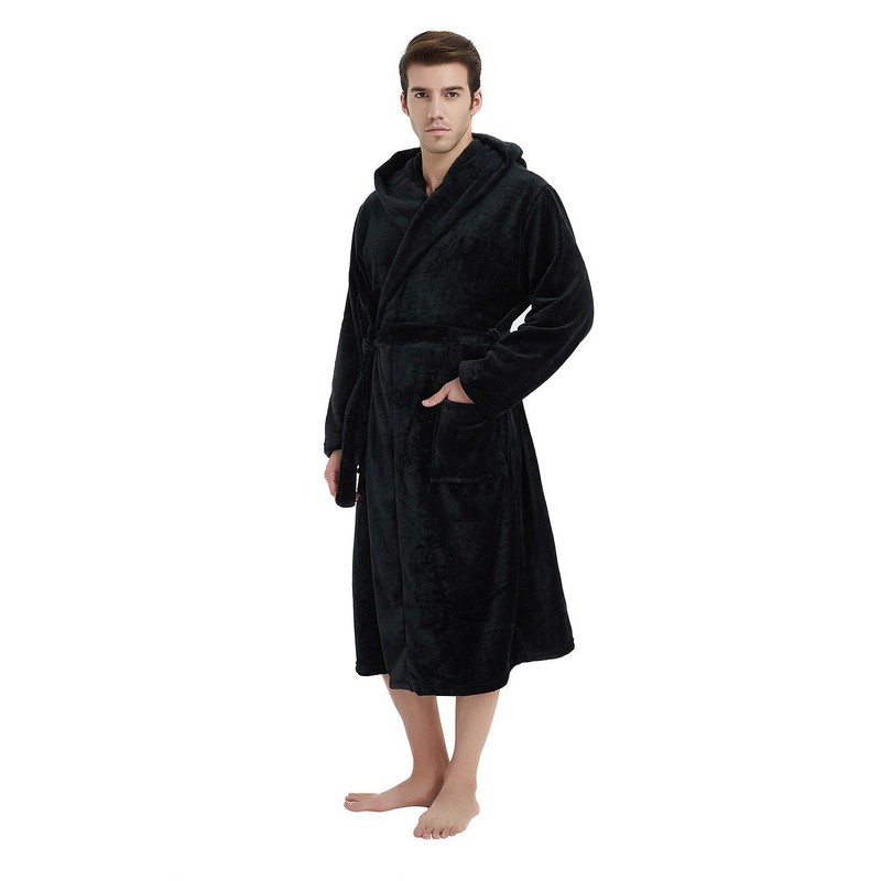 U2SKIIN Mens Hooded Robe, Plush Robes for Men Long Fleece