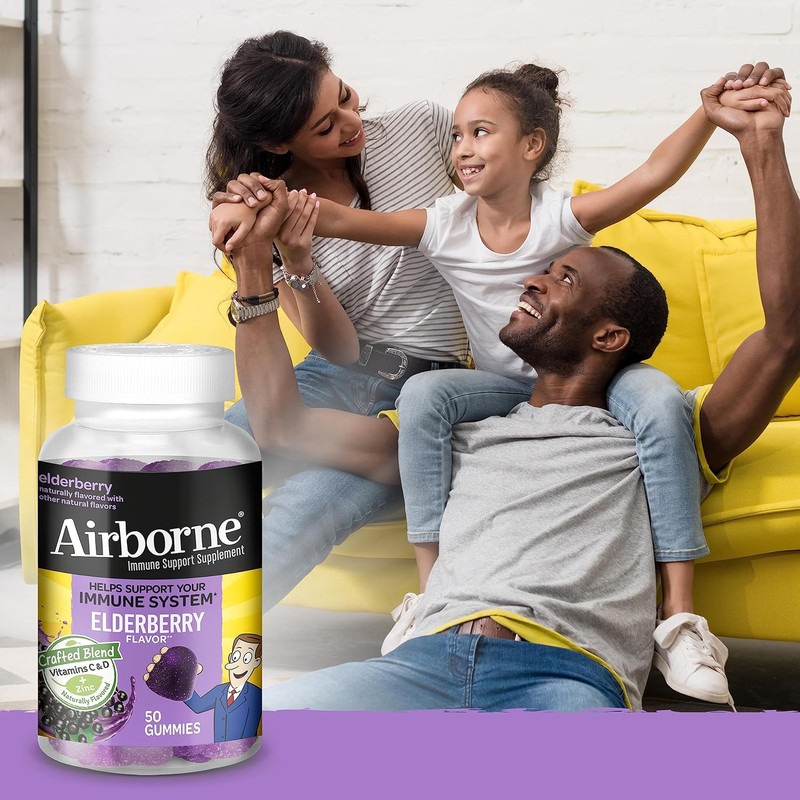 Airborne Elderberry + Zinc & Vitamin C Gummies For Adults,