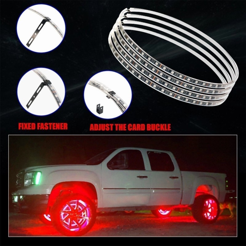 Gearzaar 4x15.5'' RGB Wheel Ring Lights LED Light For Truck
