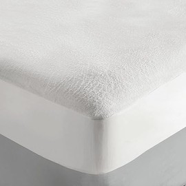 Bamboo Terry Waterproof Mattress Protector – Breathable Absorbent Moisture Wicking Antibacterial Hypoallergenic Odour Resistant Bed Cover Topper with 30cm Skirt - Size Double, Measures 135 x 190cm
