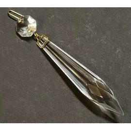 3" CLEAR PRISM CRYSTAL U-DROP WITH 1/2" JEWEL BRASS PINS FOR CHANDELIER 64000J