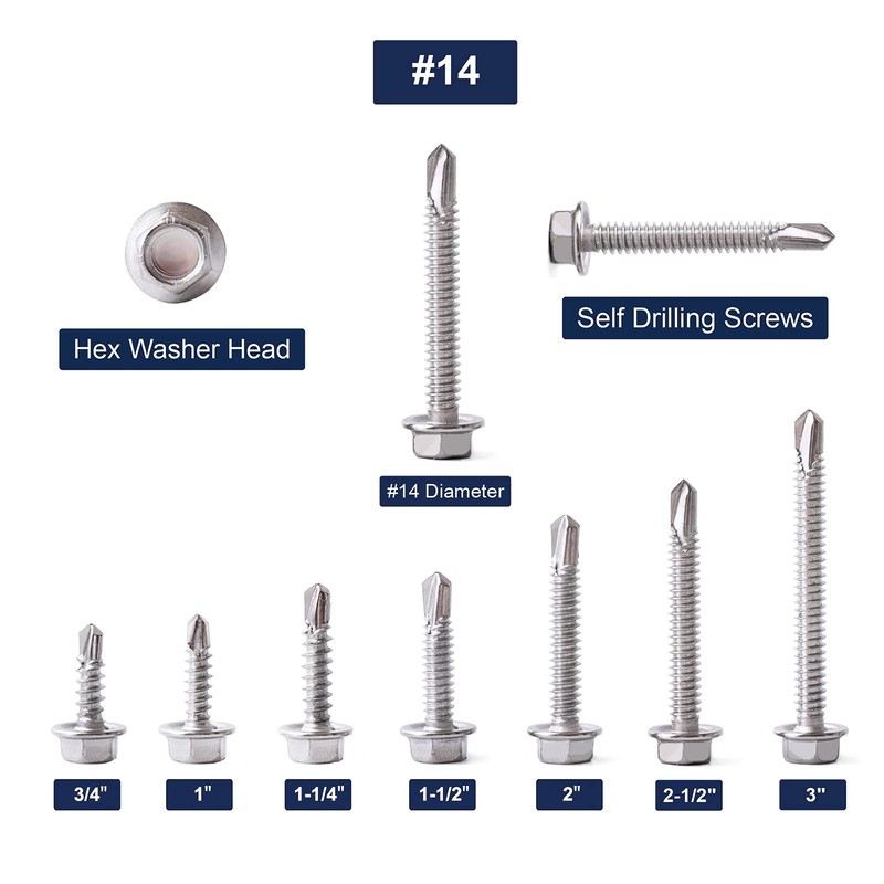 #14 x 5 Sheet Metal Screws 100PCS 410 Stainless Steel