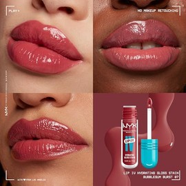 NYX Professional Makeup, Lip IV Tinta para Labios Hidratante con Efecto Gloss- Tono Bubblegum Burst (Rosa Natural)