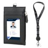 DELSWIN Badge Holder with Retractable Lanyard, PU Leather ID Badge