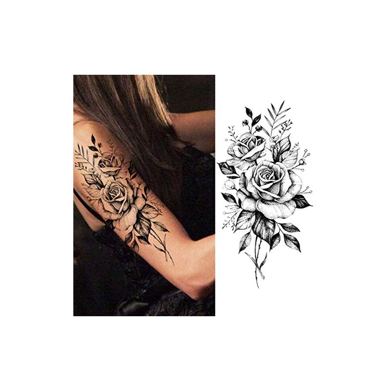 EROSPA® Temporary Tattoo Sheet / Sticker - Rose Flowers Flower