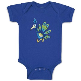 Cute Rascals Custom Boy & Girl Baby Bodysuit Peacock Walking Animals Funny Cotton Baby Clothes Royal Blue Design Only 6 Months