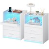 VIAGDO White Nightstand Set of 2 with Charging Station and