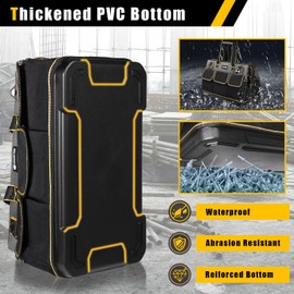 WILAXI PRO 17 in Tool Bag For Men with Waterproof Molded Base, High Capacity Wide Mouth Tote, Construction Worker Electricians Tool Bags, Large Tool Bag Organizer for Men Women (GREY)