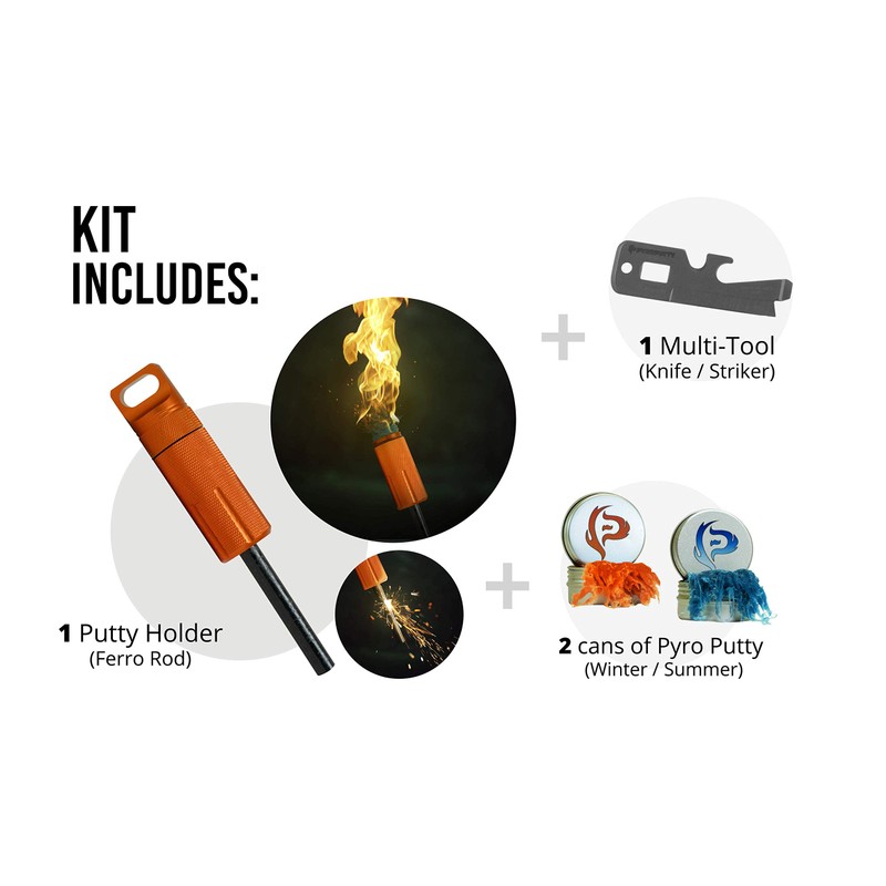 Pyro Putty MEGA Ferro Rod - Comes with 2, 0.5