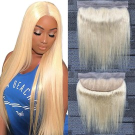 613 Lace Frontal Straight 18 Inch 134 100% Russian Blonde Human Hair Ear To Ear Hd Transparent Lace Closure With Baby Hair 150% Density Natural Hairline Real Invisible Dirty Platinum Glueless Closure